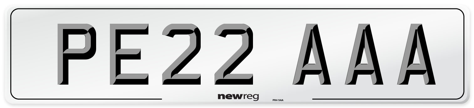 PE22 AAA Number Plate from New Reg